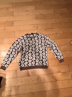 Baggy brown flower patterned soft sweater Size XL