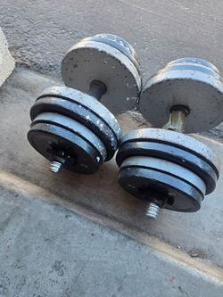 64 lb old school adjustable dumbbells