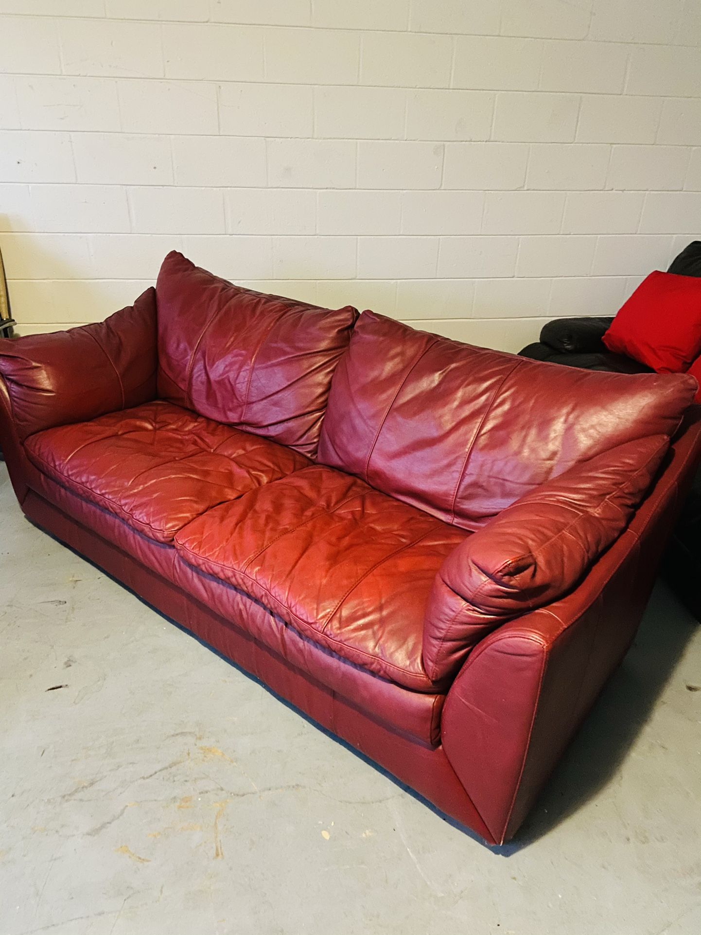 ❤️GENUINE ITALIAN LEATHER Couch❤️ Sofa Loveseat Real Leather Red Claret Burgundy