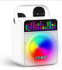 Karaoke Machine for Adults, SD-512 Bluetooth Portable Speaker with 2 Microphones, Rechargeable with LED Lights for Home Outdoor Party, Events & Gather