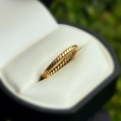 Jewelry 14k solid yellow gold twisted ring sz 7.00