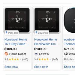 Honeywell Home T5 Smart Wi-Fi Thermostat RTH8800WF2022, 7 Day-Programmable Touchscreen, Alexa Ready, Geofencing Technology