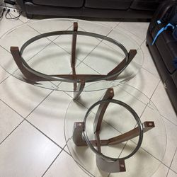 Set Of Two Table (coffee And Side) Like New Glass Top