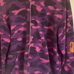 Bape PONR purple camo zip up hoodie
