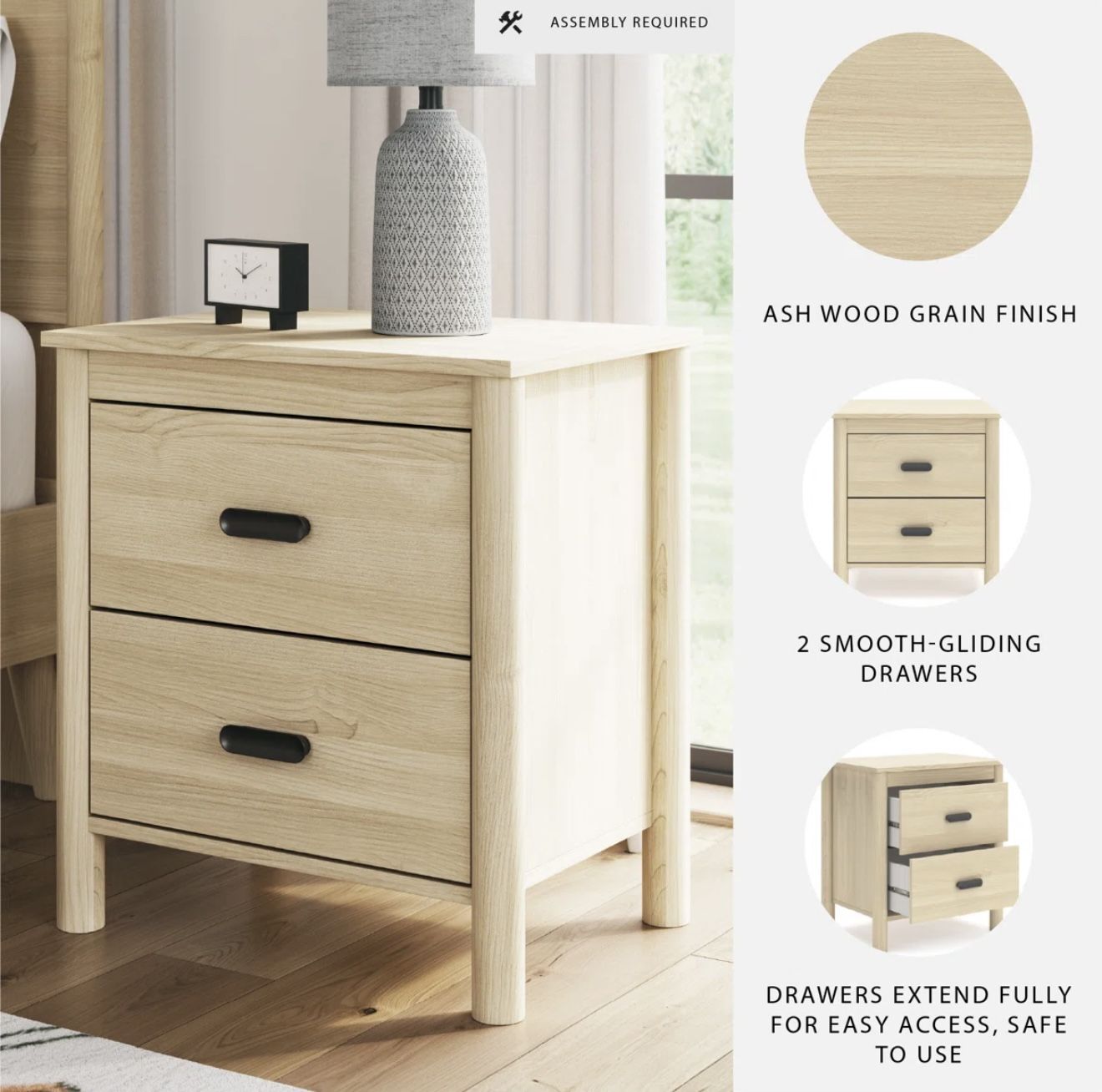 Set of 2 Signature Design by Ashley Cabinella Casual 2-Drawer Nightstand with Round Post Legs