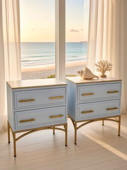Refinished nightstands in Coastal Blue
