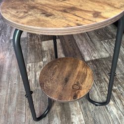 2 Tier Wood Plant Stand Indoor, Small Round Flower Pot Stand, 19.6" Tall Single Plant Holder for Living Room, Balcony, Rustic Brown End Side Table（Rus