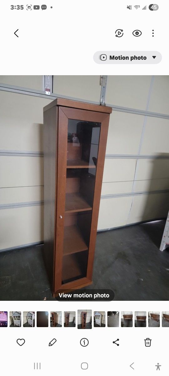 Tall Cabinet With Glass Shelves 53x19x15"