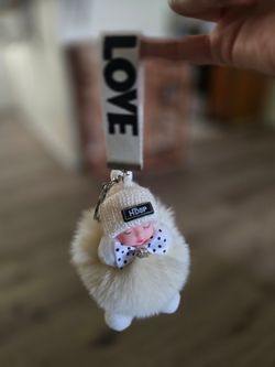 Sleeping Babydoll Pom Pom Keychain