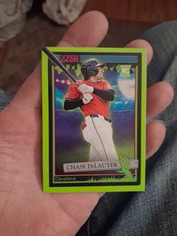 2026 Panini Score-A-Treat Chase DeLauter #168 Cleveland Guardians Slime Lime Green (Rookie Card). Near Mint/Mint Condition.
