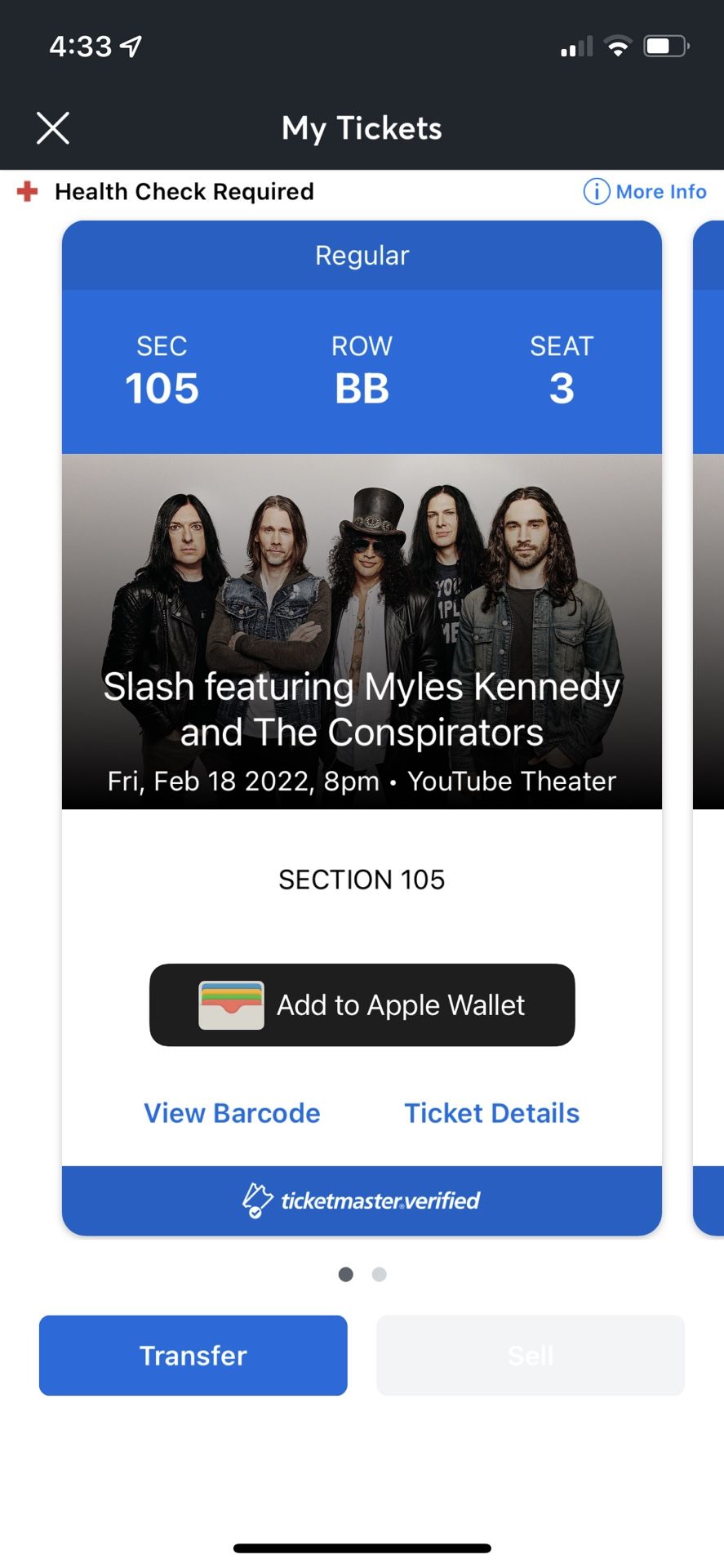 Two Tickets to Slash And Myles Kennedy