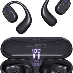 NEW! Open Ear Headphones, Bluetooth 5.3 Wireless Headphones with Digital Display Charging Case 40 Hours Playtime True Wireless Open Ear Earbuds with E