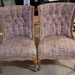 Pair of Vintage French Louis XV Style Bergère Wingback Chairs