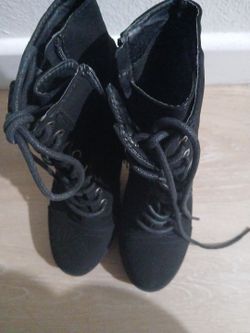 Black Lace-Up Ankle Boots