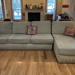 Sage Green Sectional Sofa with Chaise