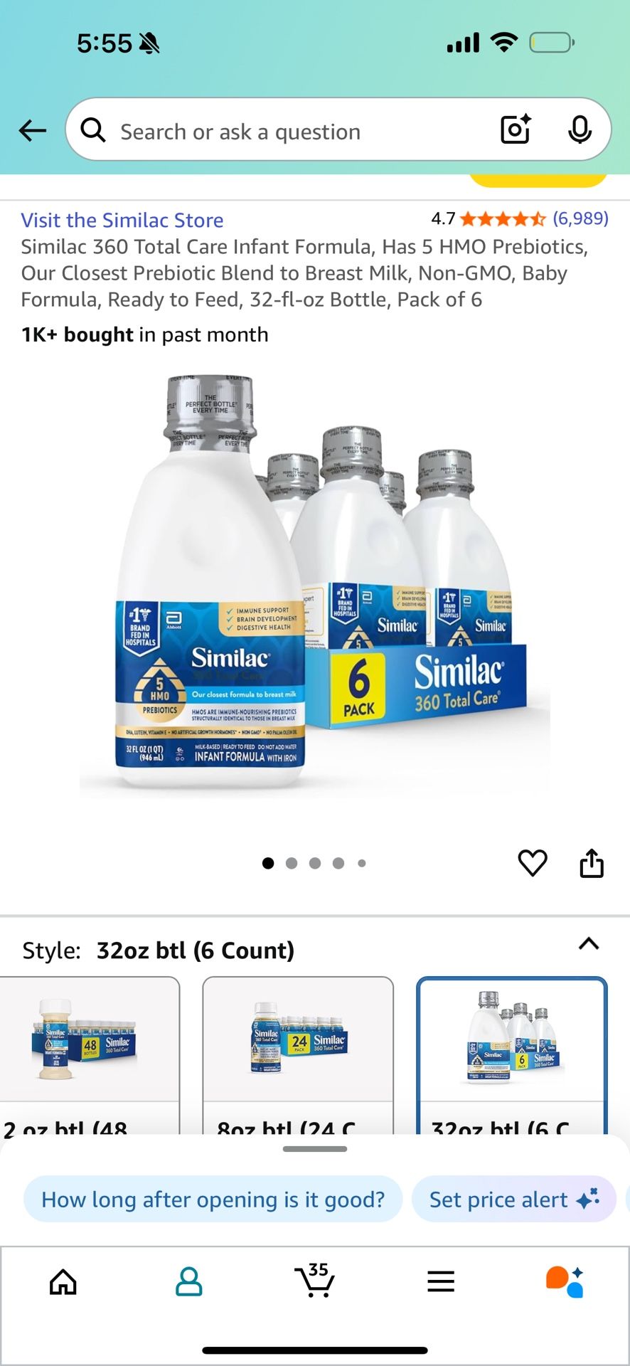 Similac 360 32oz Bottle Ready To Feed (6 Pack)