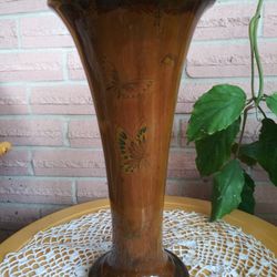 Beautiful 15 X 8 Bronze Vase with Butterflies Design On It.