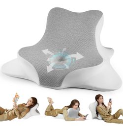 Reading Pillow for Bed, Lying, Leaning and Prone, Ergonomic Memory Foam Bed Wedge Pillow for Headboard, Chin & Back Support Pillows on Bedrest Couch F