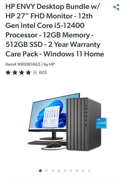 HP ENVY BUNDLE 27" FHD MONITOR 12GB RAM 512GB SSD