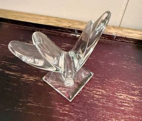 Clear Crystal Glass Butterfly Figurine on Square Base