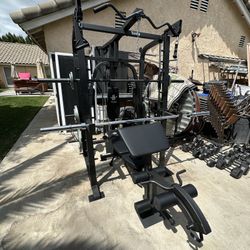 Vesta Fitness Smith Machine 2001 w/Bench Attachment | 230lb Bumpers Weights | 7ft Olympic Bar | Fitness | Gym Equipment | FREE DELIVERY 🚚 