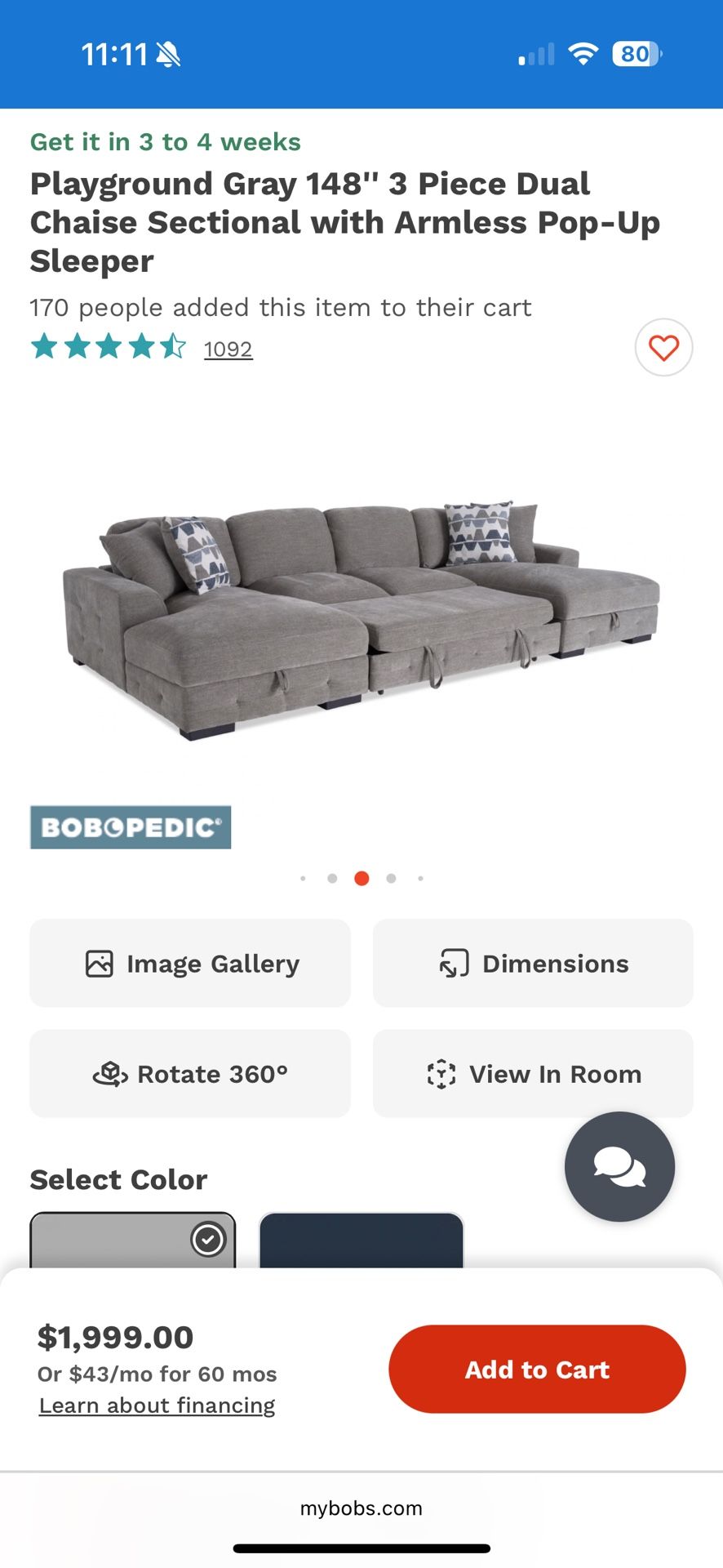 Sectional - U Shaped - Dual Chaise - Sleeper