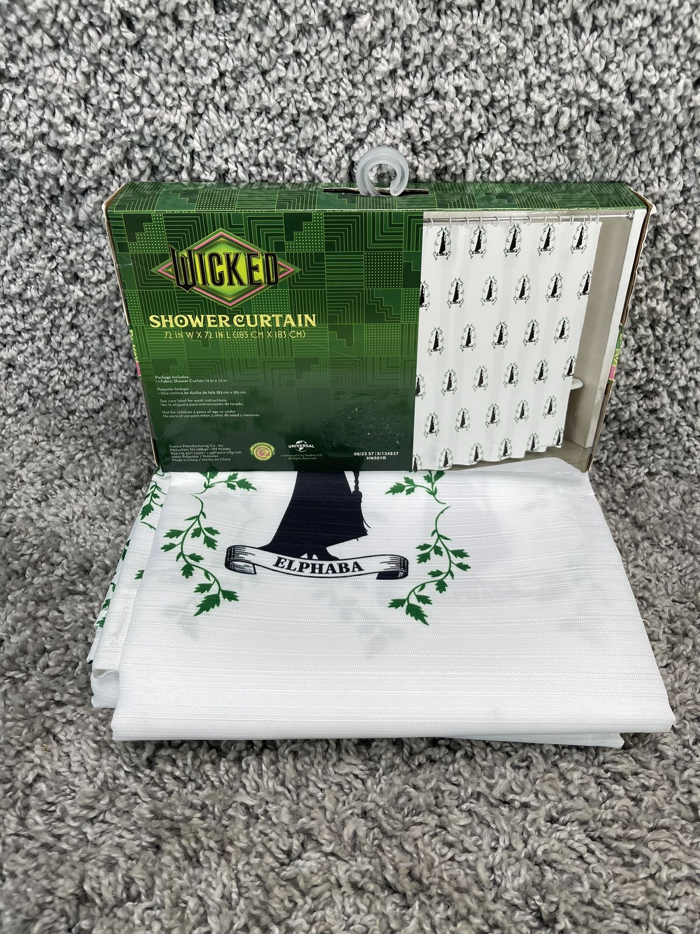 Wicked Shower Curtain 72x72 The Musical Elphaba Fabric Universal Bathroom New