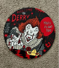 IT Pennywise Welcome to Derry Round Sign