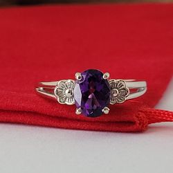 ❤️14k Size 7.75 Lovely Solid White Gold Amethyst Gemstone Ring!/ Anillo de Oro Blanco con 1 Gema Amatista! 👌🎁Post Tags: Anillo de Oro