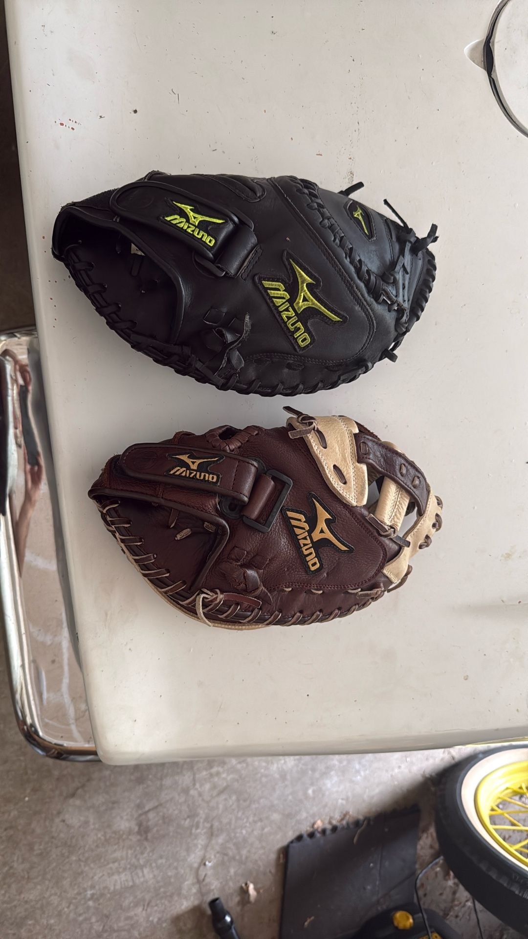 Two Mizuno First Basemen Gloves Baseball.