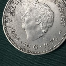 1970  Netherlands Gulden  Silver coin 10 G