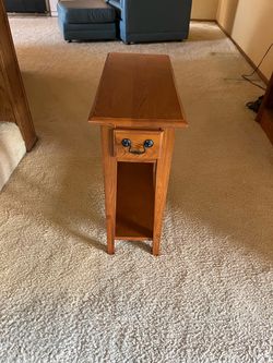 Narrow Wood Side Table with Drawer