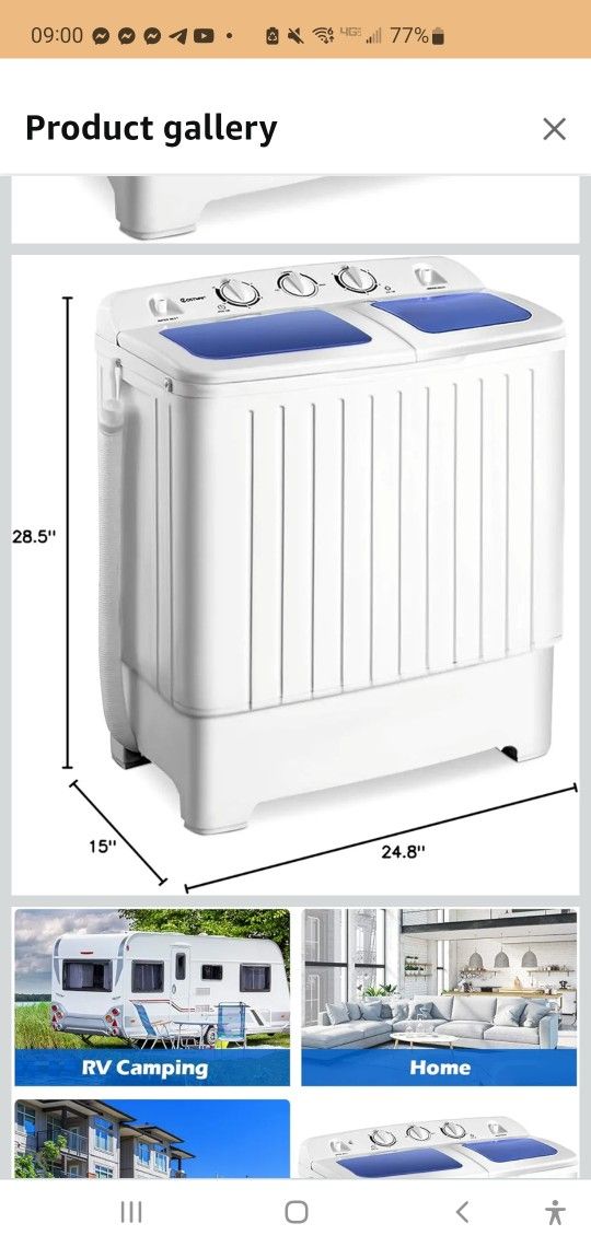 Giantex Portable Mini Compact Twin Tub Washing Machine