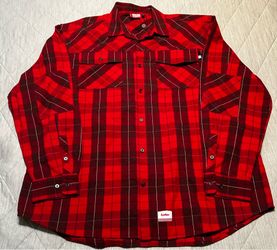 Cookies Red & Black Plaid Button Up Shirt Mens Size 4X Streetwear Flannel-Like New