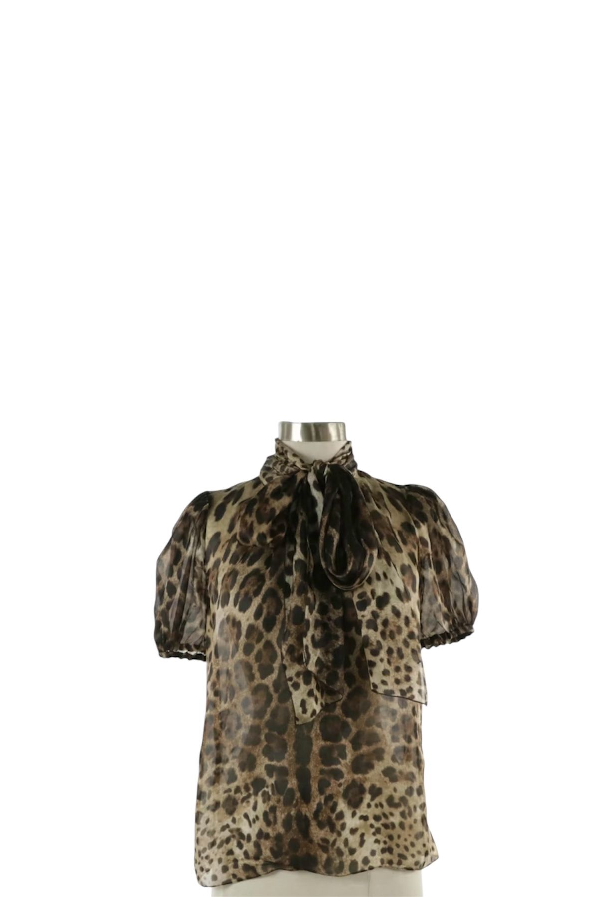 Dolce & Gabbana Silk Leopard Tie Blouse