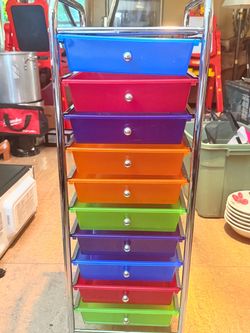 10-Drawer Rolling Storage Cart Rainbow