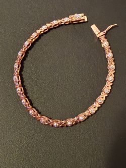 Vintage 925 Signed Elegant  Tennis XO Diamond-Cut Accent Bracelet