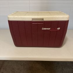 Vintage Coleman PolyLite 48 Quart Cooler Burgundy Red