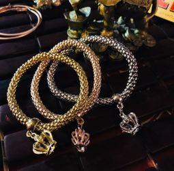 GOLD, SILVER & ROSE CHARM BRACELETS