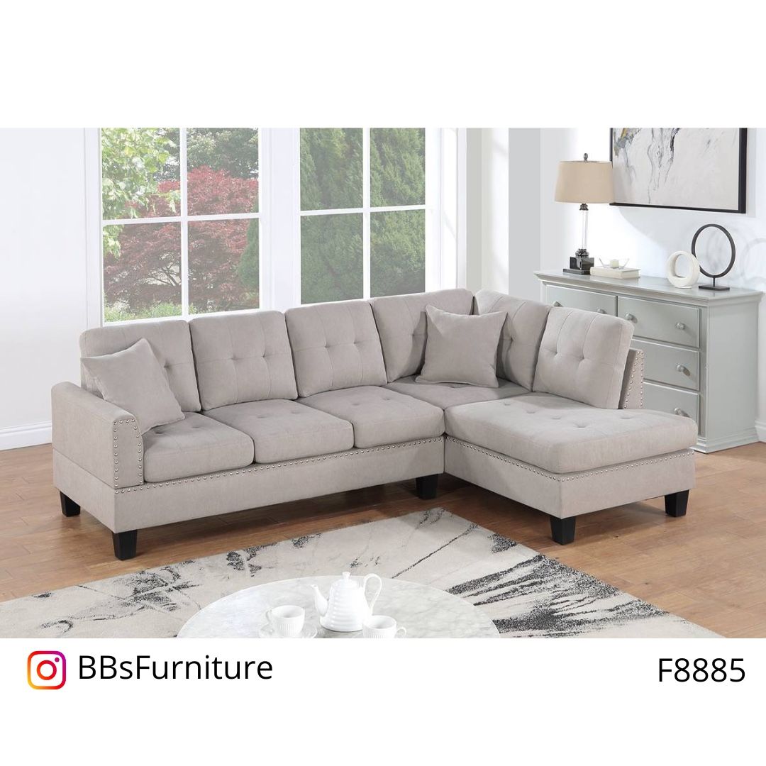 Gray Sectional Sofa With Ottoman (Free Delivery)