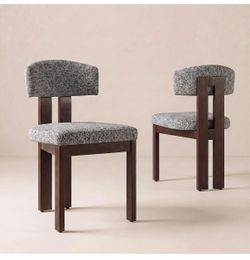 New Set of 2 COLAMY camel fabric dining chairs with solid wood legs $65 firm