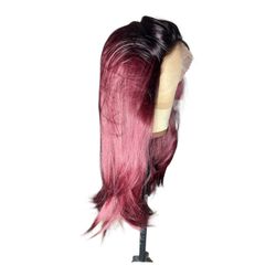 16”-18” layered Burgundy Ombré Lace Front Wig