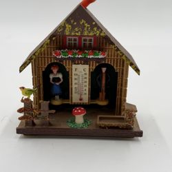Vintage Bambi West Germany Wooden Weather House Thermometer Barometer 5”