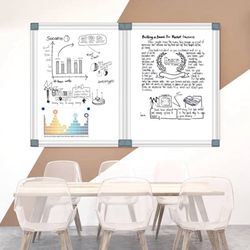 Magnetic White Board Dry Erase Board for Wall 24" x18 (2pcs) Aluminum Frame Magnet White Board for Home, School, Office, Kitchen