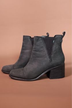 TOMS Black Leather Chelsea Ankle Boots