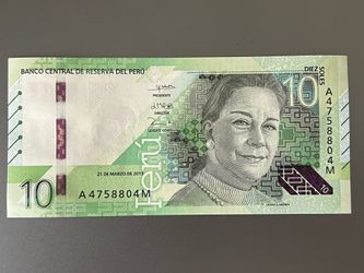 Peru 10 Soles New Uncirculated Banknote  (2019 Series)