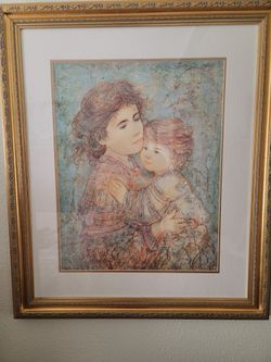 Edna Hibel Lithograph Cora and Linda