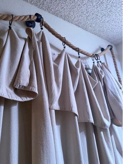 Boho Rope Curtain Set – Complete & Ready to Hang – Excellent Condition
