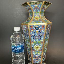 19th century cloisonne enamel bottle   12"