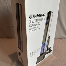 Wine Enthusiast ELECTRIC BLUE 1 AUTOMATIC Wine Opener & Preserver Set